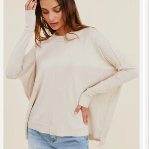 CHARLOTTE AVERY DOLMAN SQUARE HEM CASHMERE BLEND SWEATER